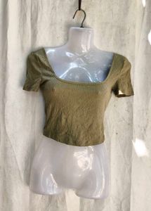 Ribbed Square Neck Cropped Top