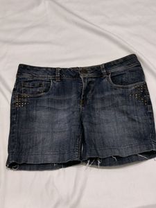 Studded Denim Shorts