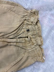 Tan Paperbag Waist Pants