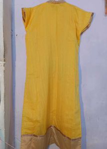 Yellow Kurti with Embroidered Border