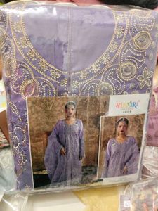 Elegant Lavender Embroidered Kameez Shalwar