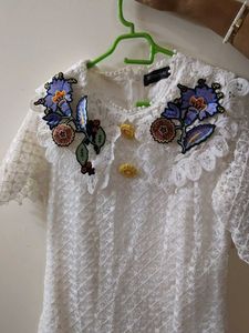 White Lace dress with Floral Applique