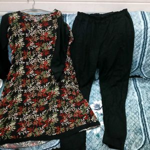Beutiful Black Floral A-Line Kurta Set 🌿