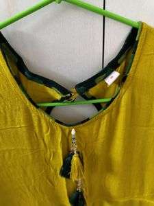 Stylish Yellow Kurti with Tassel Detail