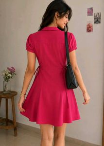 Chic Red Button-Up Shirt Dress