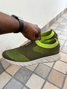 Wrogn Olive Green Slip-On Shoes