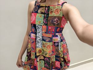 Boho Patchwork Print Halter Dress