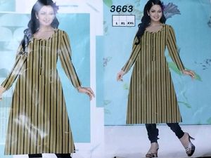 Kurti 1 piece linean cream latest fancy/western/Un
