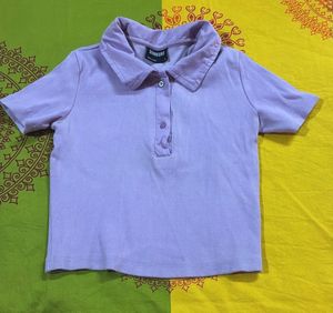 Lilac Ribbed Polo Shirt