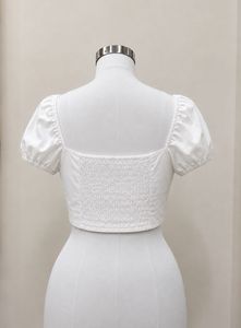 Chic White Puff Sleeve Corset Top