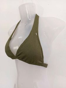 Olive Green Textured Bikini Top