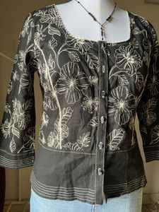 Embroidered Black Floral top
