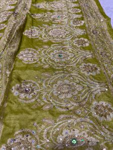 Embroidered Silk Saree with Mirror Work