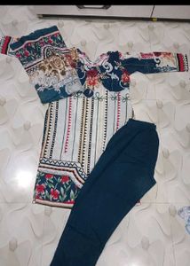Designer Printed Kurta with Pants Set