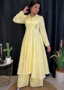Elegant Yellow Kurta Set with Palazzo