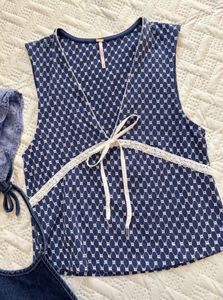 Blue Patterned Tank Top