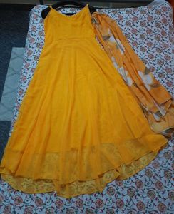 Vibrant Yellow Floral Kurta Set