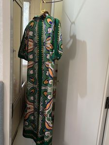 Boho Print Button-Up Midi Dress