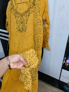Long kurti with shrug full embroidery work
