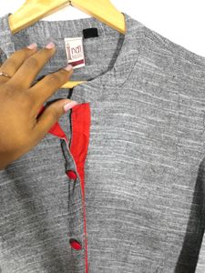 Grey and Red Kurta (Women's)