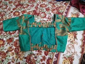 Beautiful Emerald Green saree with blouse