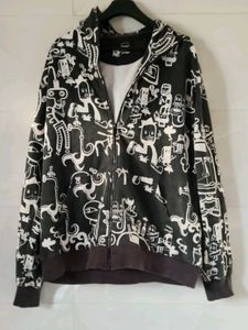 Patterned Zip-Up Hoodie