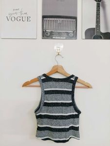 Striped Ribbed Crop Tank Top