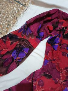 Floral Print Chiffon Anarkali With Dupatta