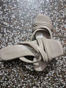 Stylish Beige Strappy Heeled Sandals