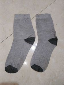 Gray Crew Socks with Dark Toe and Heel