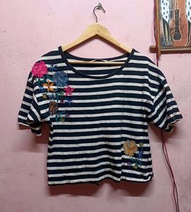 Striped Embroidered Top &amp; Plazzo Set (women’s)