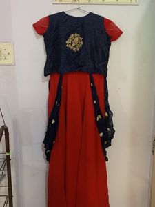 Elegant Red &amp; Navy Indian Kurti Set