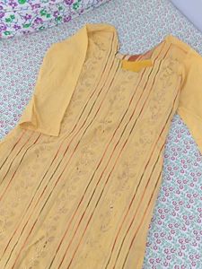 Stylish Yellow Embroidered Kurti