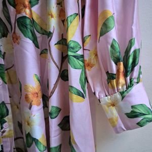 Light Pink Floral Shirt Dress