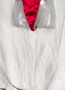 15167. Red Satin Thong Panty