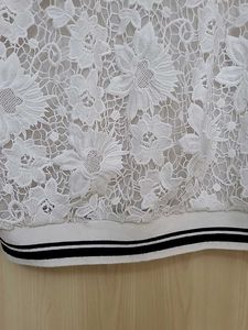 White Lace Floral Short Sleeve Top Never worn
