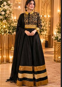Elegant Black & Gold Anarkali Gown