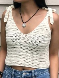 Summer Crochet Tie-Strap tank Top
