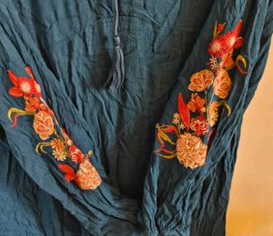 Embroidered Teal Kurta