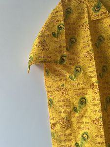 Yellow Kurta with Peacock Feather Print xxl