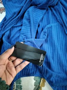 Royal Blue Ribbed Tie-Back Top