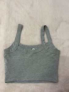 Grey Spaghetti Strap Crop Top
