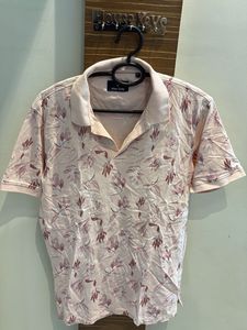 Allen Solly Men's Pink Floral Polo Shirt