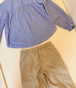 Set of 2(H&amp;M Striped Shirt &amp; Khaki Pant)