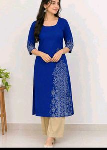 Royal Blue Kurta with Silver Print