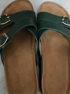 Stylish Dark Green Buckle Sandals