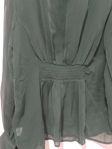 Elegant Sheer Button-Up Blouse