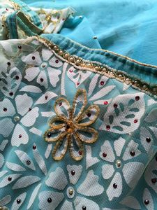 Beautiful Teal Embellished Saree