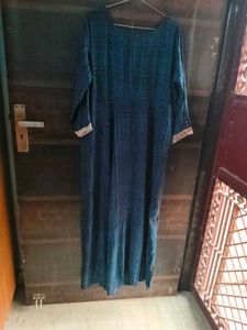 Elegant Teal Checkered  flared Kurti