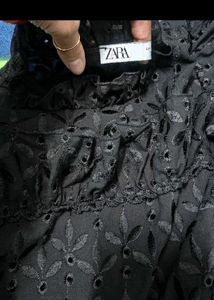 ZARA Black Ruffle Top